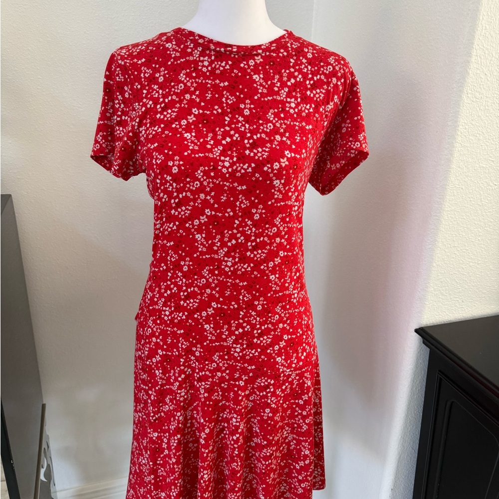 Michael Kors Red Floral Midi Dress